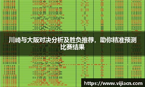 川崎与大阪对决分析及胜负推荐，助你精准预测比赛结果